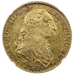 MEXICO: Carlos III, 1759-1788, AV 8 escudos, 1768/7-Mo. NGC EF45