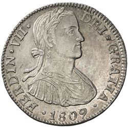 MEXICO: Fernando VII, 1808-1821, AR 2 reales, 1809-Mo. EF-AU