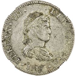 MEXICO: Ferdinand VII, 1808-1821, AR 8 reales, 1818-D. NGC AU50