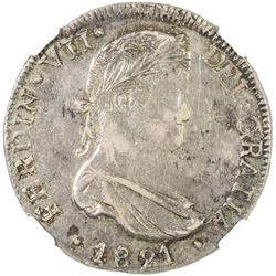 MEXICO: Fernando VII, 1808-1821, AR 8 reales, 1821-D. NGC EF45