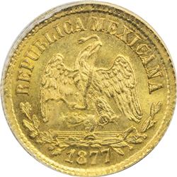 MEXICO: AV 5 pesos, 1877-Zs. NGC MS63