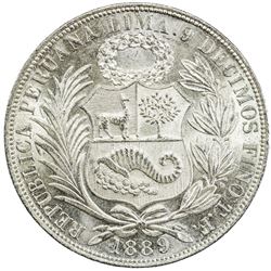 PERU: AR sol, 1889. UNC