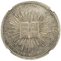 PERU: AR medal (16.9g), 1834. NGC AU58