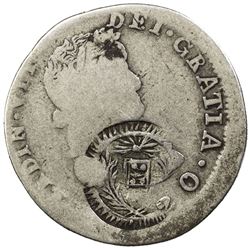 SALVADOR: Countermark Type V, 1868+, AR 2 reales (6.07g). VF