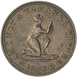 UNITED STATES: 1838 Hard Times Token, Rulau-HT 81, EF, "Am I Not a Woman"