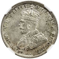 AUSTRALIA: George V, 1910-1936, AR shilling, 1922. NGC MS63