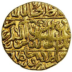 MUGHAL: Akbar I, 1556-1605, AV mohur (10.70g), Jaunpur, AH975. VF
