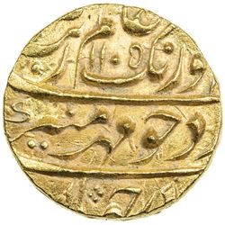 MUGHAL: Aurangzeb, 1658-1707, AV mohur (11.08g), Allahabad, AH1105 year 38. AU
