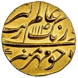 MUGHAL: Aurangzeb, 1658-1707, AV mohur (11.04g), Burhanpur, AH1114 year 47. AU