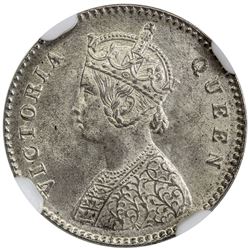 BRITISH INDIA: Victoria, Queen, 1837-1876, AR 2 annas, 1875(c). NGC MS65