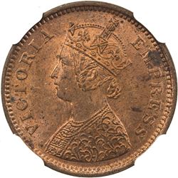 BRITISH INDIA: Victoria, Empress, 1876-1901, AE 1/2 pice, 1893(c). NGC MS64