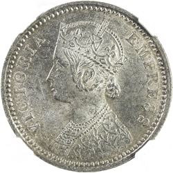 BRITISH INDIA: Victoria, Empress, 1876-1901, AR 1/4 rupee, 1879-C. NGC MS61