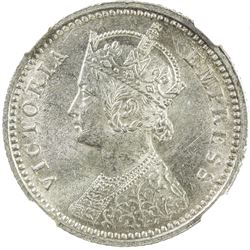 BRITISH INDIA: Victoria, Empress, 1876-1901, AR 1/4 rupee, 1880-C. NGC MS63
