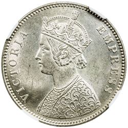 BRITISH INDIA: Victoria, Empress, 1876-1901, AR rupee, 1878(c). NGC MS64