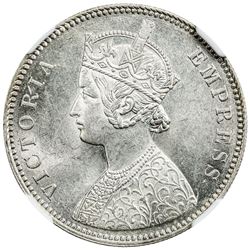 BRITISH INDIA: Victoria, Empress, 1876-1901, AR rupee, 1882-C. NGC MS63