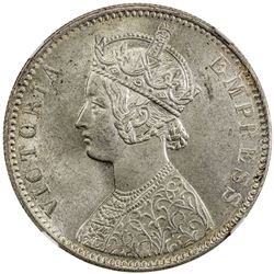 BRITISH INDIA: Victoria, Empress, 1876-1901, AR rupee, 1890-C. NGC MS64