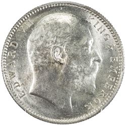 BRITISH INDIA: Edward VII, 1901-1910, AR rupee, 1907(b). PCGS MS63