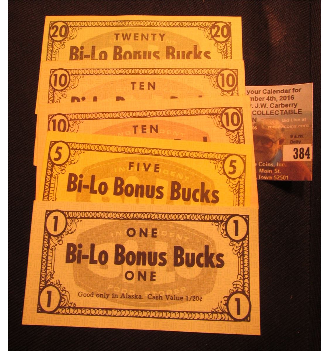 $1, $5, $10, & $20 