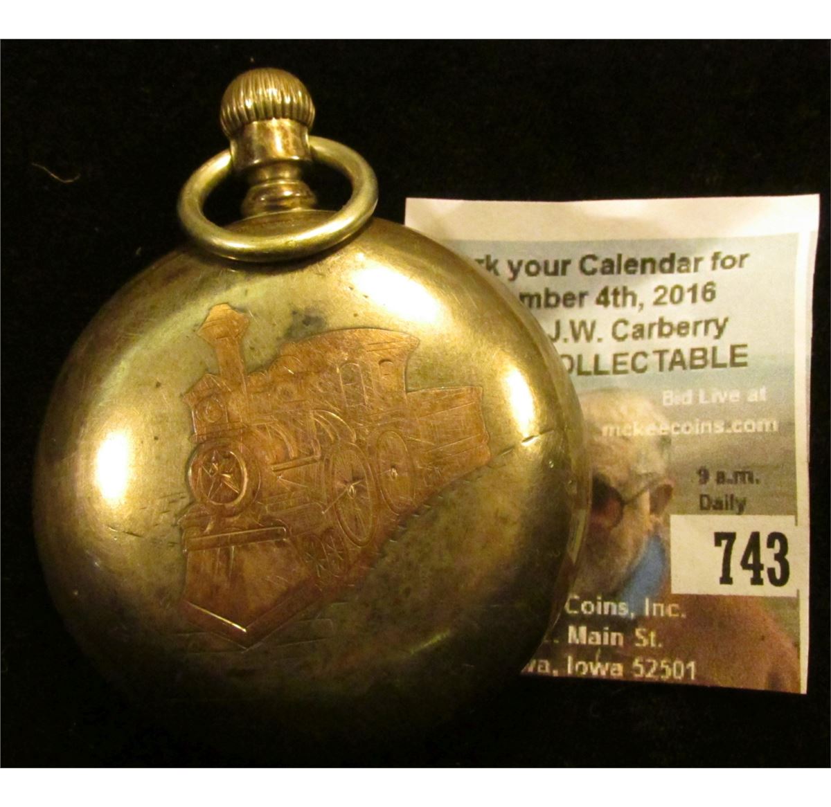 "Aurora Watch Co. Aurora, Ill." Openfaced Pocket Watch. 15 Jewels