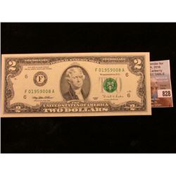 Series of 1995  $2 Federal Reserve Note  F  Atlanta, Georgia. CU.