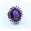 Image 1 : 14K White Gold Amethyst Ring:10.08gPeridot:0.95ctAmethyst:10.97ct