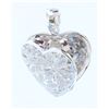 Image 3 : 14K WHITE GOLD DIAMOND HEART LOCKET PENDANT:8 GRAMS/DIAMOND:0.65CT