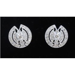 14K WHITE GOLD DIAMOND EARRING:6.90 GRAMS/DIAMOND:0.74 CT/#R8008