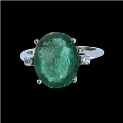 4.71CT NATURAL COLUMBIAN EMERALD 14K WHITE GOLD RING