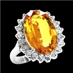 8.20CT NATURAL CEYLON YELLOW SAPPHIRE 14K WHITE GOLD RING