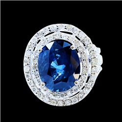 GIA 12CT No Heat NATURAL BLUE CEYLON SAPPHIRE 18K WHITE GOLD  RING