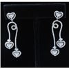 Image 1 : 18K White Gold And Diamond Dangling Earring Round Shape Diamond-2.56ct Princess Shape Diamond- 0.54c