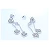 Image 2 : 18K White Gold And Diamond Dangling Earring Round Shape Diamond-2.56ct Princess Shape Diamond- 0.54c