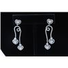 Image 3 : 18K White Gold And Diamond Dangling Earring Round Shape Diamond-2.56ct Princess Shape Diamond- 0.54c