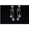 Image 4 : 18K White Gold And Diamond Dangling Earring Round Shape Diamond-2.56ct Princess Shape Diamond- 0.54c