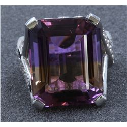 14K white GOLD AMETRINE RING:14.9g/Diamond:1.71ct/Ametrine:23.93ct