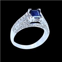 0.83CT NATURAL CEYLON BLUE SAPHIRE 14K WHITE GOLD RING