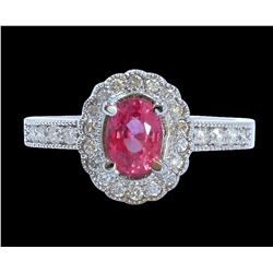 1.26CT NATURAL CEYLONE PADPARADSCHA SAPPHIRE 14K WHITE GOLD RING