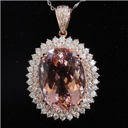 39.90CT NATURAL MORGANITE 14K ROSE GOLD PENDANT