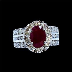 3.32CT NATURAL RUBY 18K WHITE GOLD RING