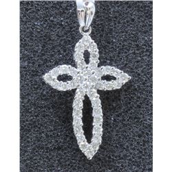 18K WHITE GOLD DIAMOND CROSS PENDANT:1.72GRAMS1190/DIAMOND:0.69CT/#R8018