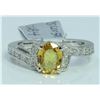 Image 1 : 14K WHITE GOLD RING 4.44 GRAM  DIAMOND 0.15CT YELLOW SAPPHIRE 1.79CT