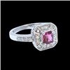 Image 1 : 0.66CT NATURAL CEYLON PINK SAPPHIRE 14K WHITE GOLD RING