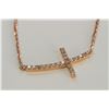 Image 2 : 14K ROSE GOLD CROSS PENDANT WITH CHAIN :2.5g/Diamond:0.19ct