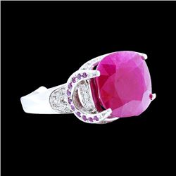 15.53CT NATURAL RUBY 14K WHITE GOLD RING