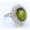 Image 2 : 14K WHITE GOLD RING 5.57GRAM DIAMOND 1.49CT GREEN TOURMALINE OVAL 9.04CT