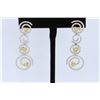 Image 2 : 18K White & Yellow Gold And Diamond Dangling Earring Round Shape Diamond-2.63ct Princess Shape Yello