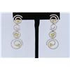 Image 4 : 18K White & Yellow Gold And Diamond Dangling Earring Round Shape Diamond-2.63ct Princess Shape Yello