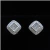 Image 1 : 18K White Gold And Diamond Earring Round Shape Diamond- 1.28ct Princess Shape Diamond(invisible Sett