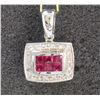 Image 1 : 14K White Gold Ruby Pendant:4.81gDiamond:0.17ctRuby:0.7ct