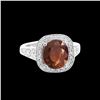 Image 1 : 4.30CT NATURAL MALAYA GARNET 14K WHITE GOLD RING